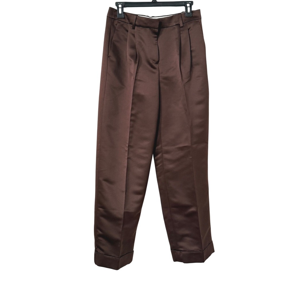 J. CREW Wide-leg pleated pant in duchesse satin brown - Picture 2 of 9